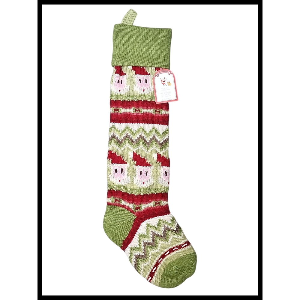 NWT Pottery Barn Kids PBK Fair Isle Knit Christmas Stocking Wool Blend Santa NEW